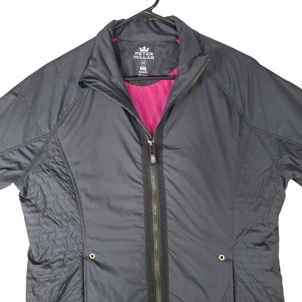 Peter Millar E4 Warmth Jacket Womens M Black Pink Quilted Full Zip Golf Coat